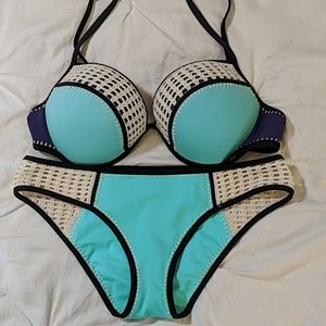 36 DD Victoria Secret Knit Bathing Suit Set Bikini